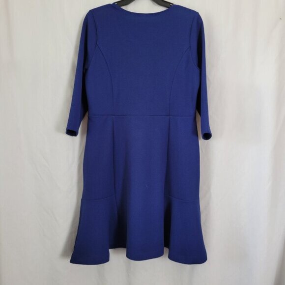 Isaac Mizrahi Shift Dress QVC Royal Cobalt Blue Medium Waffle Knit Minimalist - Picture 5 of 9